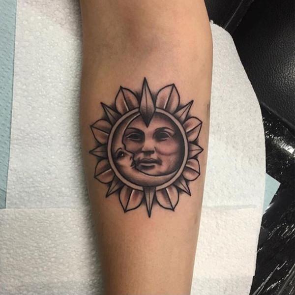 Ideal Placement of Sun and Moon Tattoo Design.