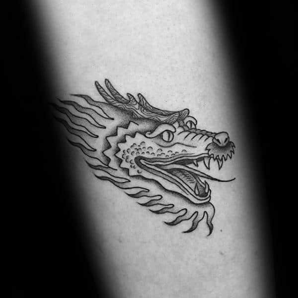 line drawing minimalist simple dragon tattoo