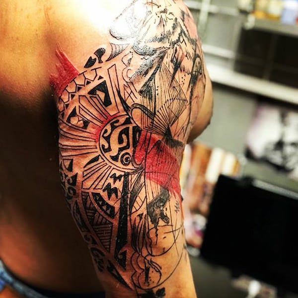 Fighter Meaning Half Sleeve Warrior Polynesian Tattoo