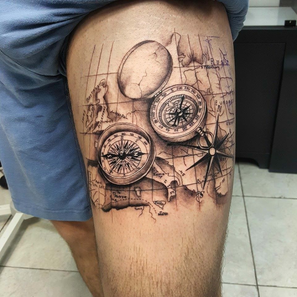 Ship Compass Tattoo