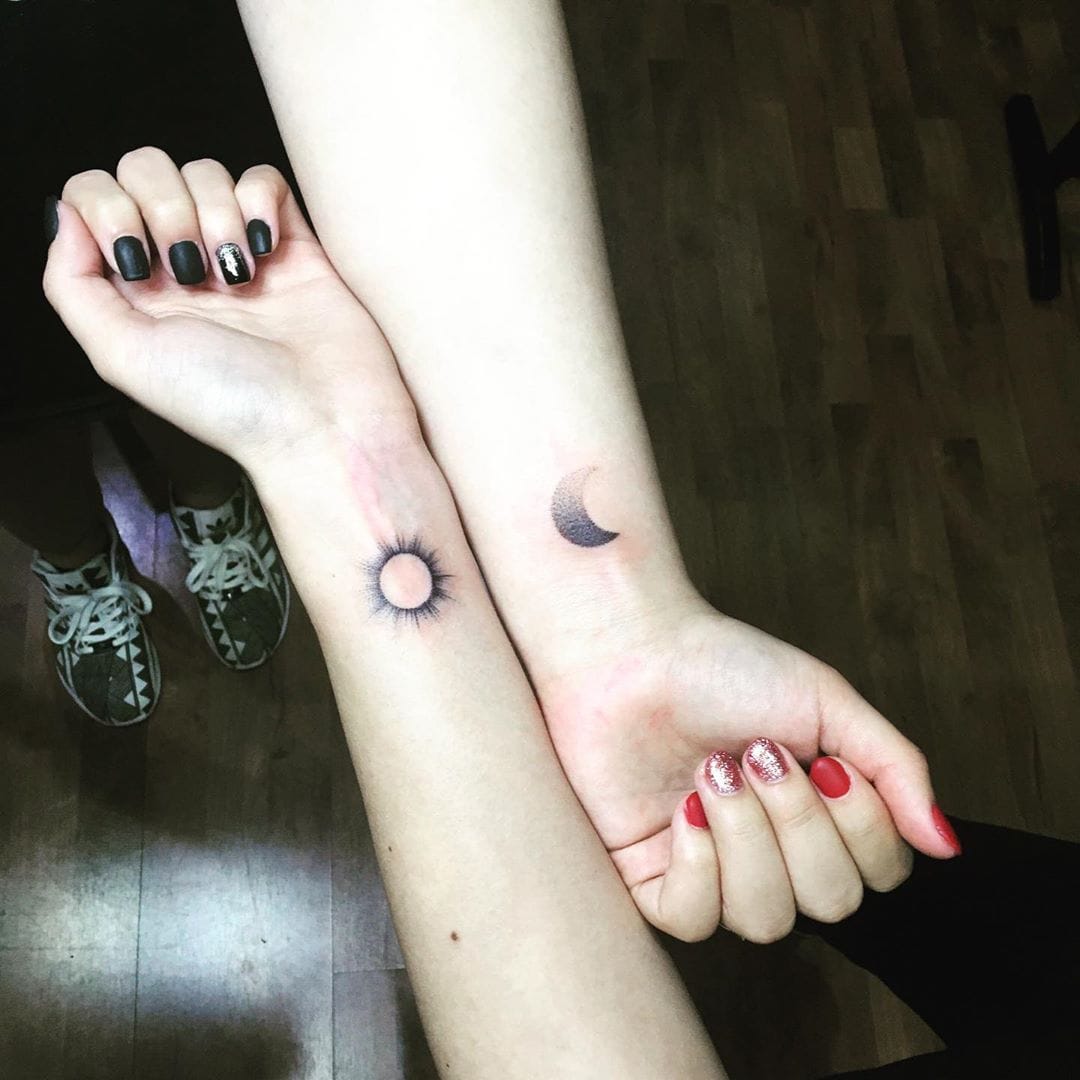 sun and moon best friend tattoo