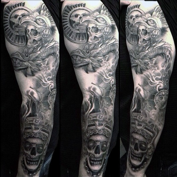 Aztec Skull Warrior Tattoo