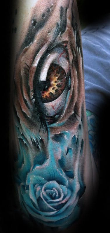 Watercolor Rose Eye Tattoo