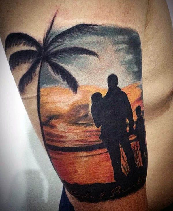 silhouette family sleeve tattoo