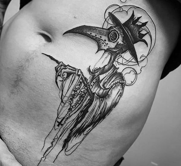 Linework Plague Doctor Tattoo