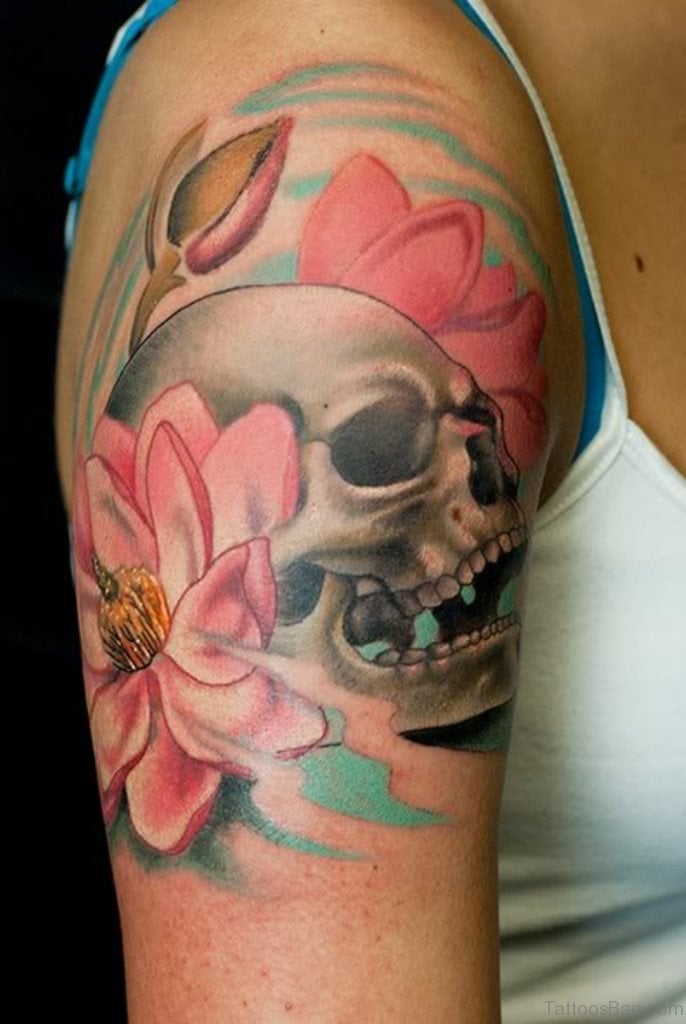 Skull Magnolia Tattoo
