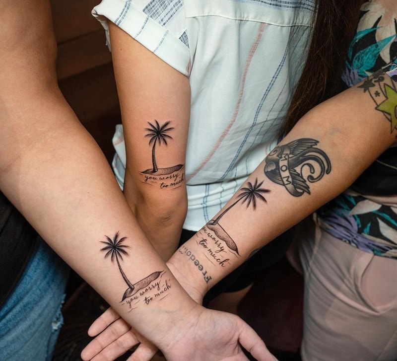 2-PACK Palm Trees Tropical Temporary Tattoo Wrist Minimalist Waterproof  Black | eBay