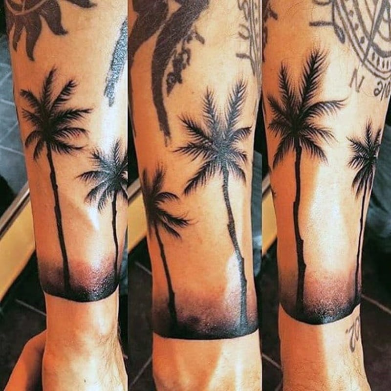 Geometric Palm Tree Tattoo.